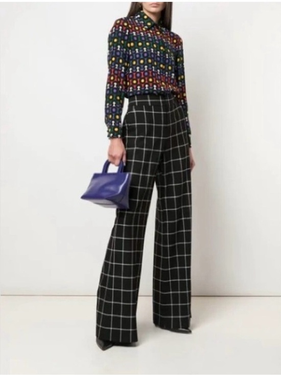 Alice + Olivia Tops - Alice + Olivia Black Blouse with Multicolor Dot Motif